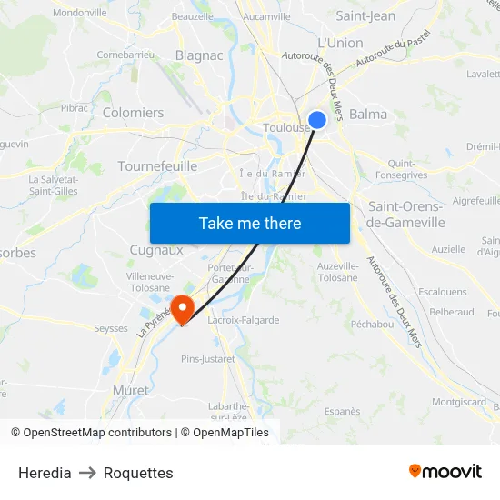 Heredia to Roquettes map