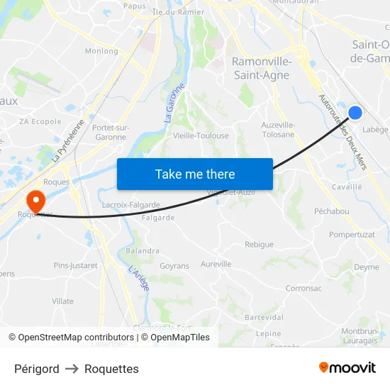 Périgord to Roquettes map