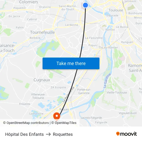 Hôpital Des Enfants to Roquettes map