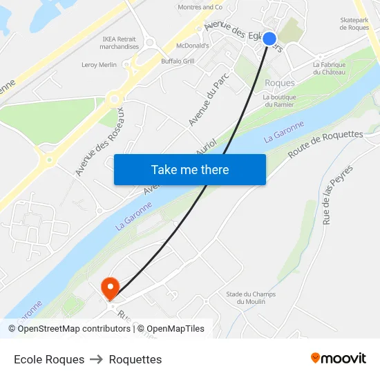 Ecole Roques to Roquettes map
