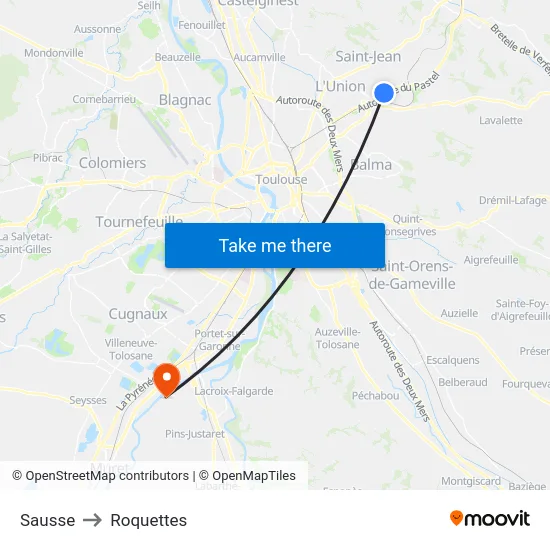 Sausse to Roquettes map
