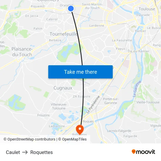 Caulet to Roquettes map