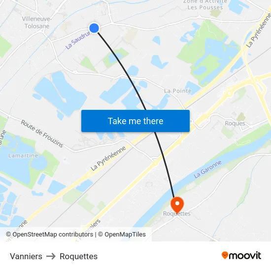 Vanniers to Roquettes map