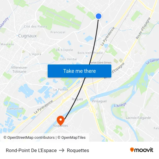 Rond-Point De L'Espace to Roquettes map