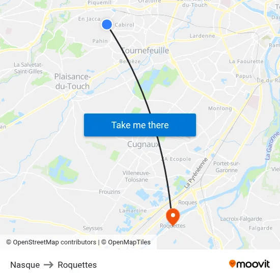 Nasque to Roquettes map