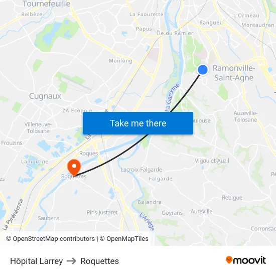 Hôpital Larrey to Roquettes map