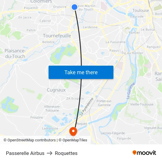 Passerelle Airbus to Roquettes map