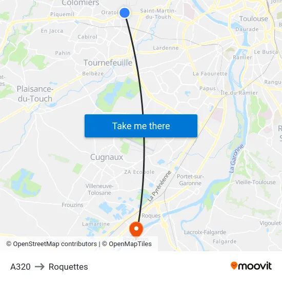A320 to Roquettes map