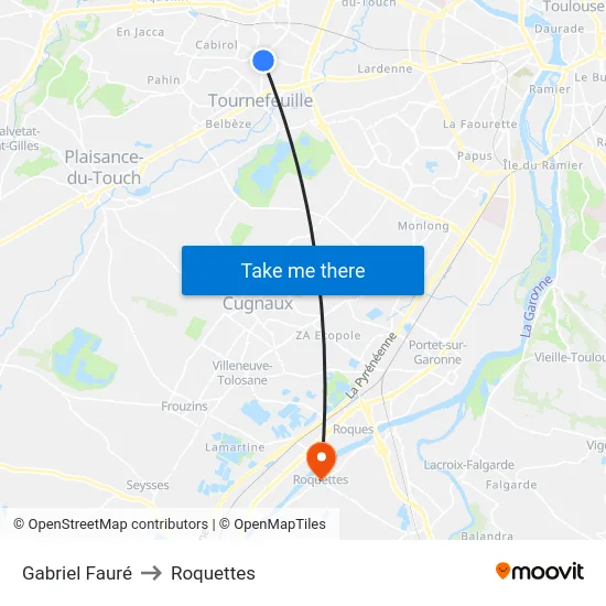 Gabriel Fauré to Roquettes map