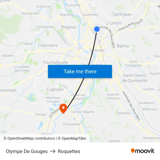 Olympe De Gouges to Roquettes map