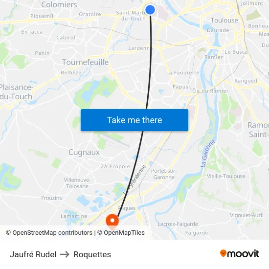 Jaufré Rudel to Roquettes map