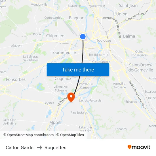 Carlos Gardel to Roquettes map