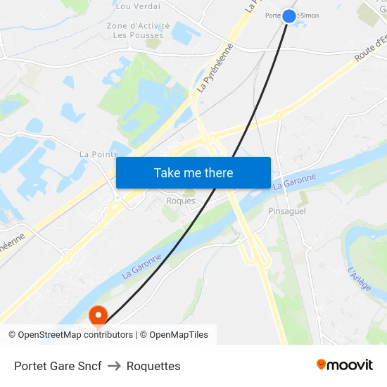 Portet Gare Sncf to Roquettes map