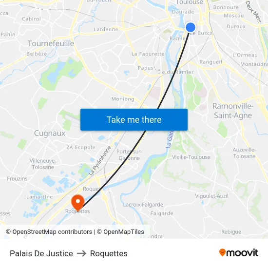 Palais De Justice to Roquettes map