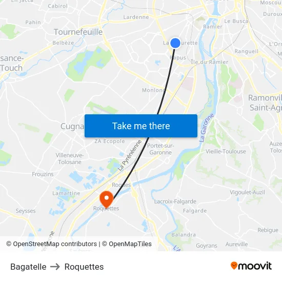 Bagatelle to Roquettes map