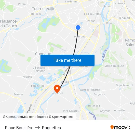 Place Bouillière to Roquettes map