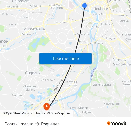 Ponts Jumeaux to Roquettes map