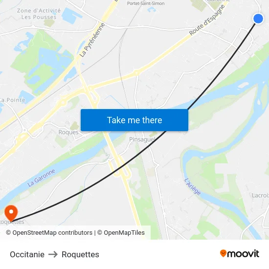 Occitanie to Roquettes map