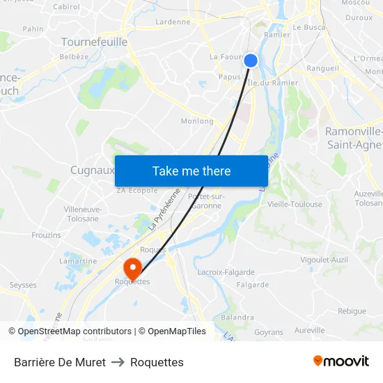 Barrière De Muret to Roquettes map