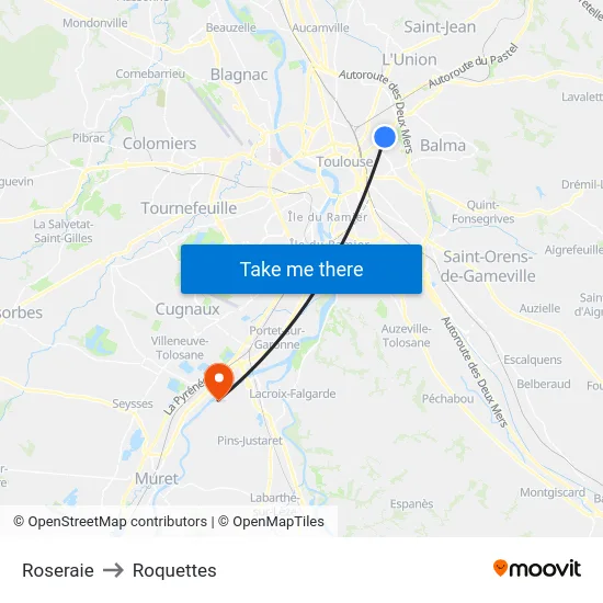 Roseraie to Roquettes map