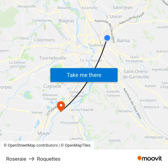 Roseraie to Roquettes map