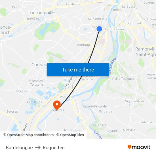 Bordelongue to Roquettes map