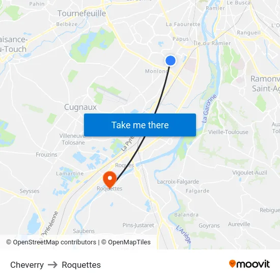 Cheverry to Roquettes map