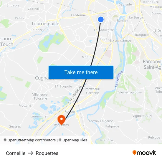 Corneille to Roquettes map