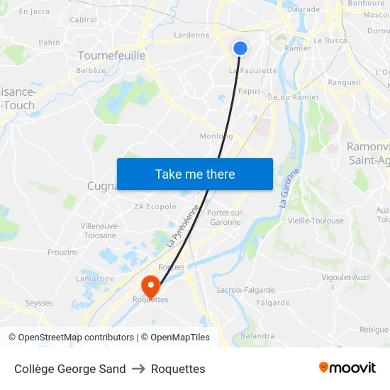 Collège George Sand to Roquettes map