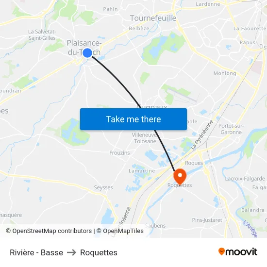 Rivière - Basse to Roquettes map