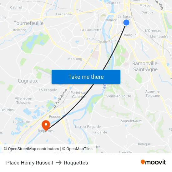 Place Henry Russell to Roquettes map