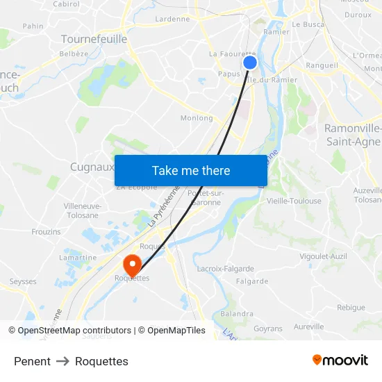 Penent to Roquettes map