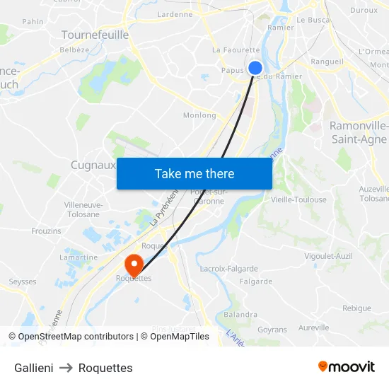 Gallieni to Roquettes map
