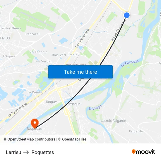 Larrieu to Roquettes map
