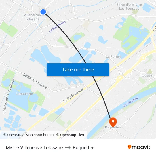Mairie Villeneuve Tolosane to Roquettes map