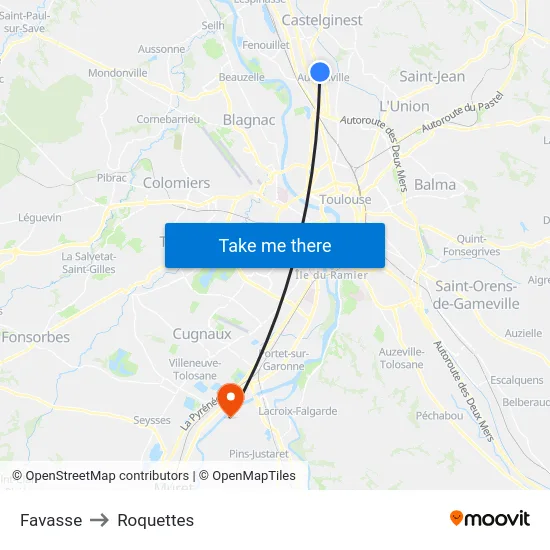 Favasse to Roquettes map