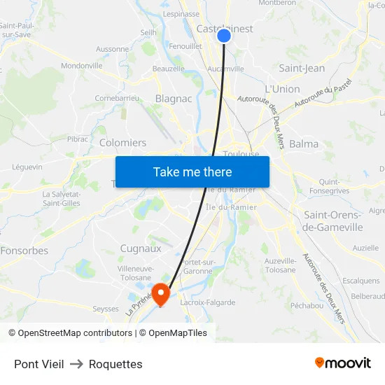 Pont Vieil to Roquettes map