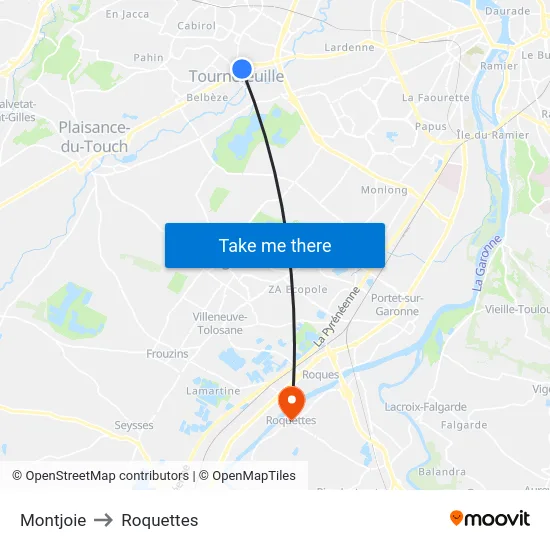 Montjoie to Roquettes map