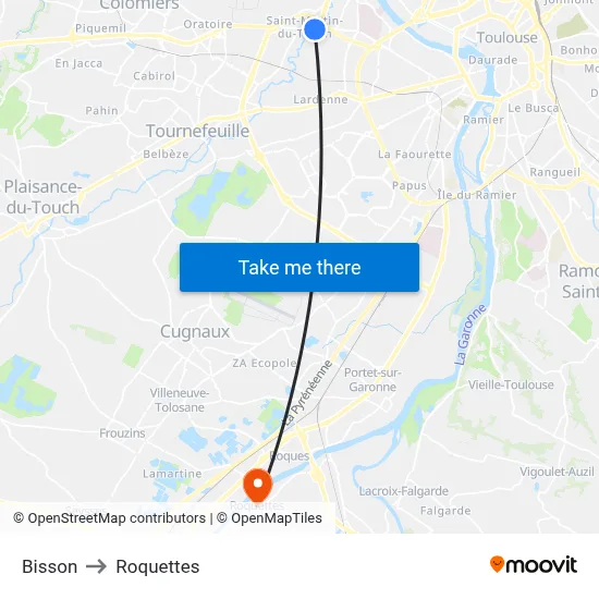 Bisson to Roquettes map
