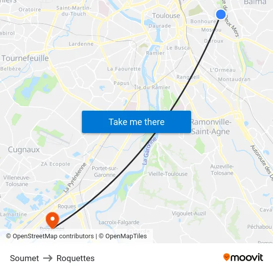 Soumet to Roquettes map