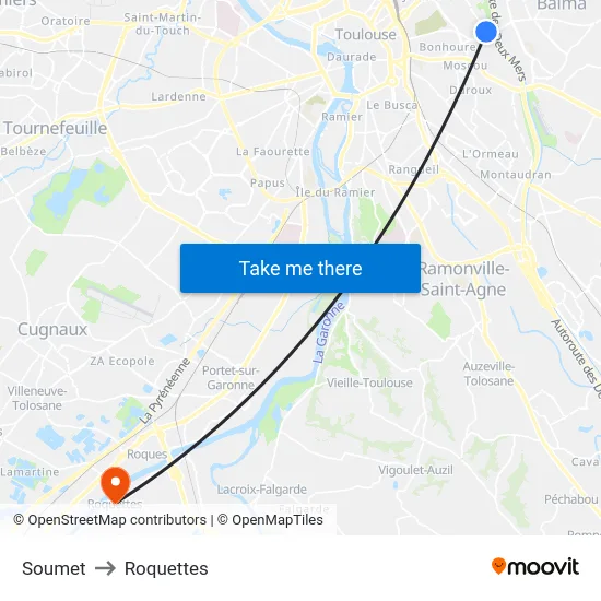 Soumet to Roquettes map