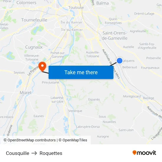 Cousquille to Roquettes map