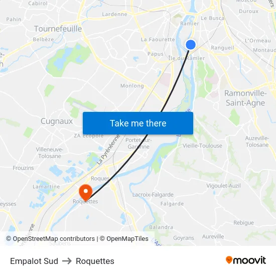 Empalot Sud to Roquettes map