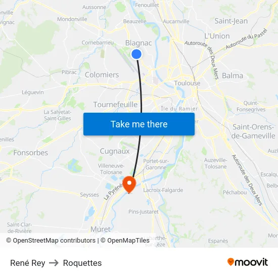 René Rey to Roquettes map