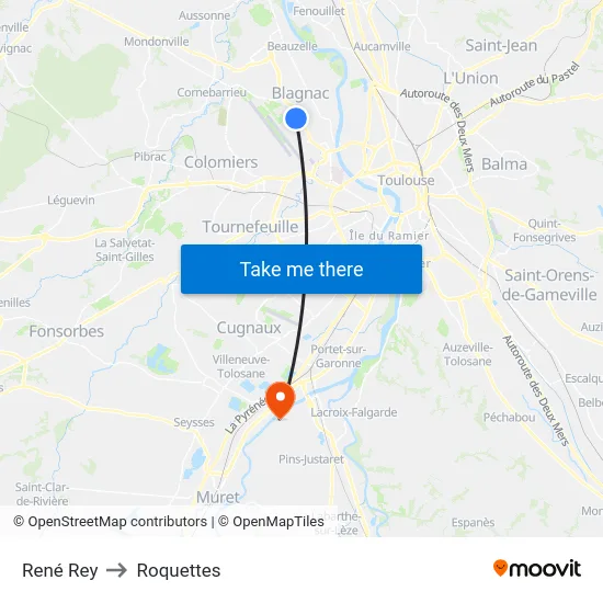 René Rey to Roquettes map