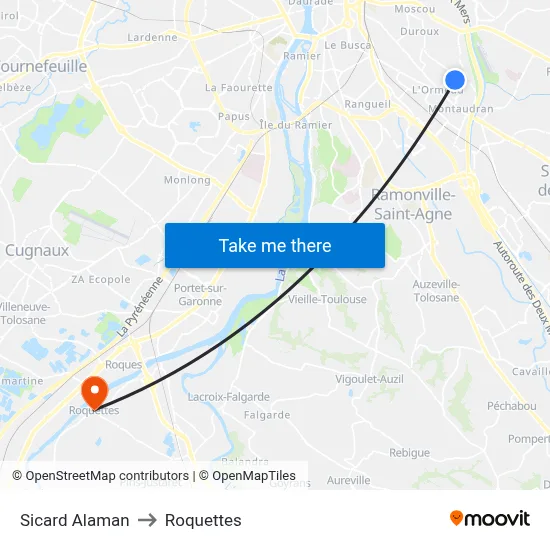 Sicard Alaman to Roquettes map