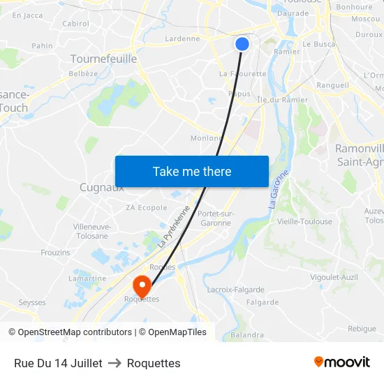 Rue Du 14 Juillet to Roquettes map