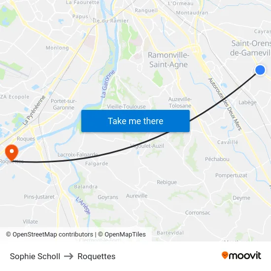 Sophie Scholl to Roquettes map