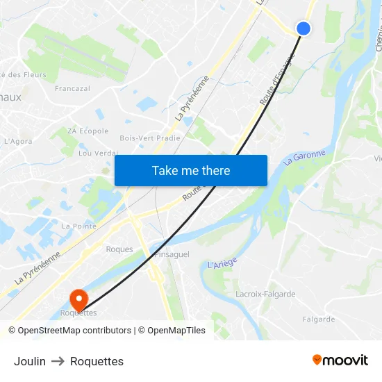 Joulin to Roquettes map