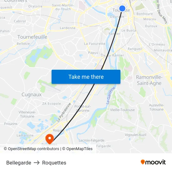 Bellegarde to Roquettes map